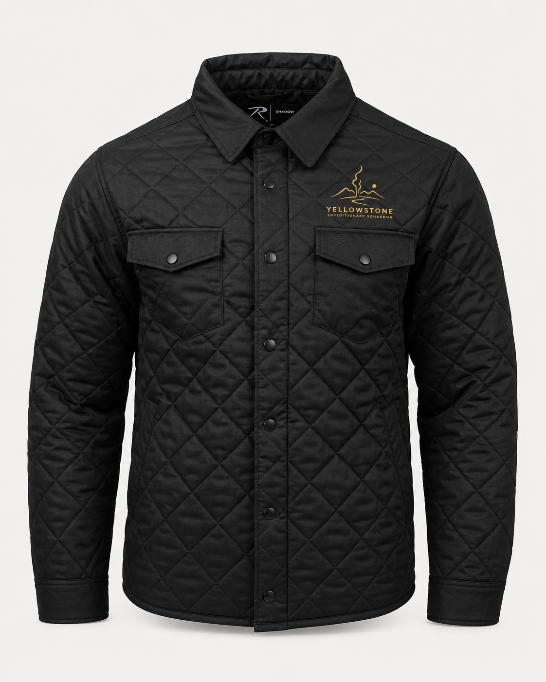 Black quilted jacket with a Yellowstone Expeditionary Squadron chest mark